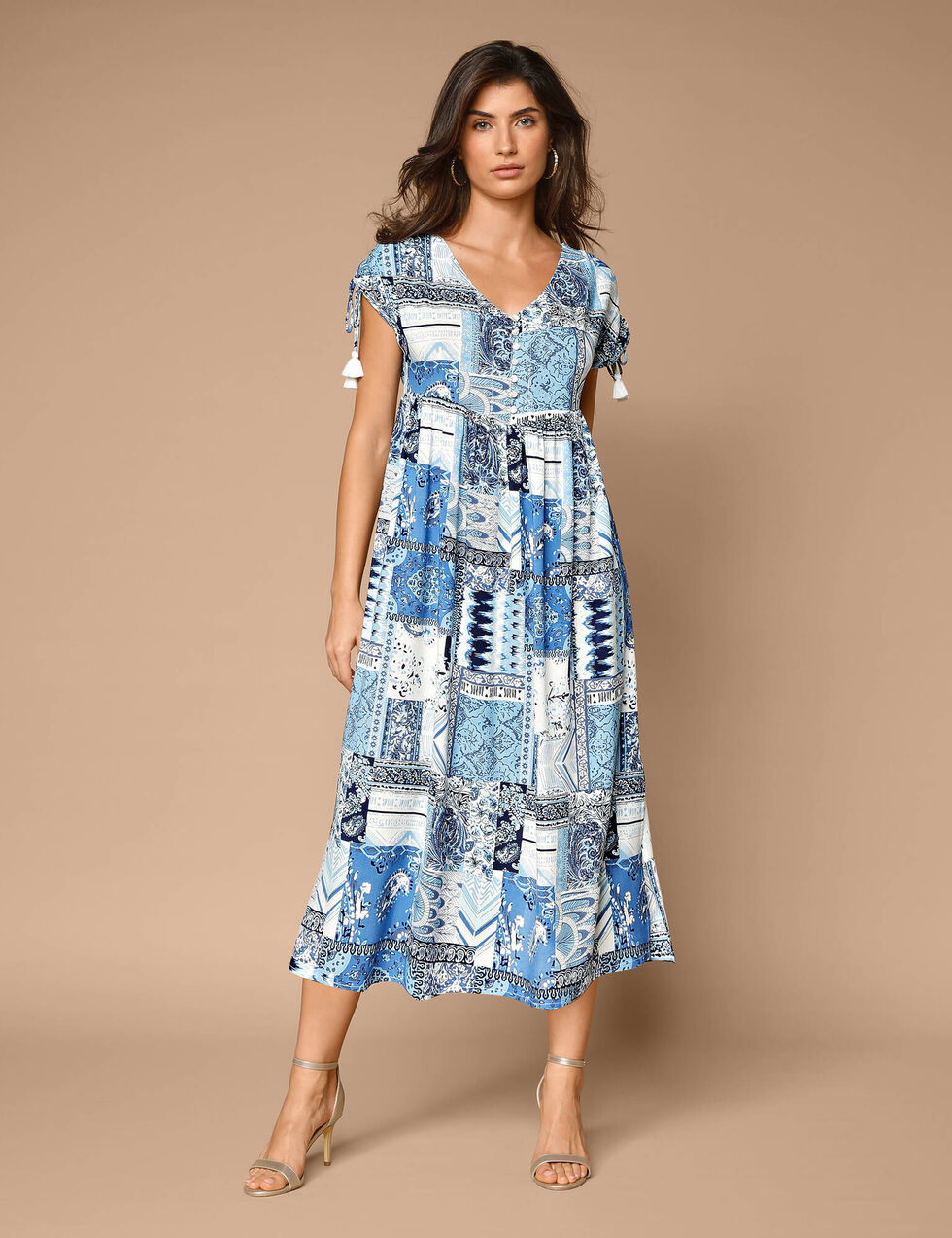Neuf-Robe m.c blanc ligné bleu main image 0