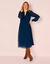 Robe unie mi longue, voile plissé (bleu nuit)