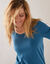 T-shirt col rond manches longues uni (bleu prusse)