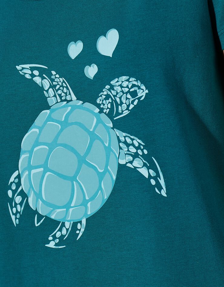 Pyjacourt coton manches courtes imprimé placé « tortue de mer » (vert)
