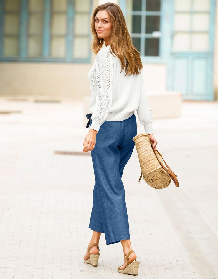 Pantalon large ceinturé, denim léger (stone) Pantalon large ceinturé, denim léger (stone)