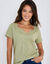 T-shirt col tunisien uni, coton (kaki clair)