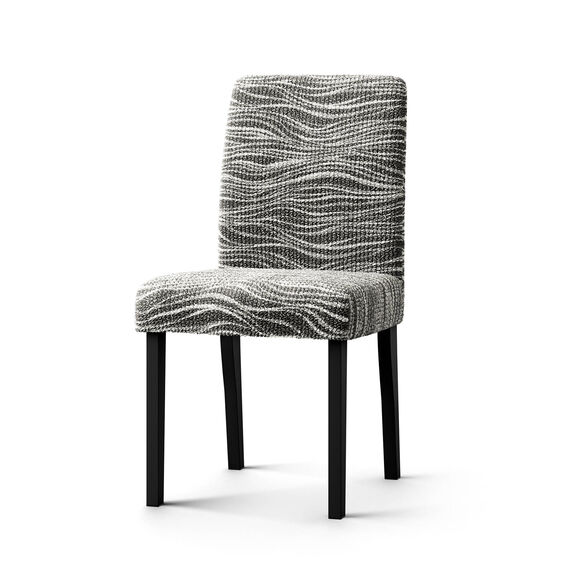 Housse microfibre bi-extensible imprimé vagues spéciale chaise (gris)