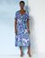 Robe longue cache-coeur imprimée, spéciale poitrines généreuses (bleu / violet)