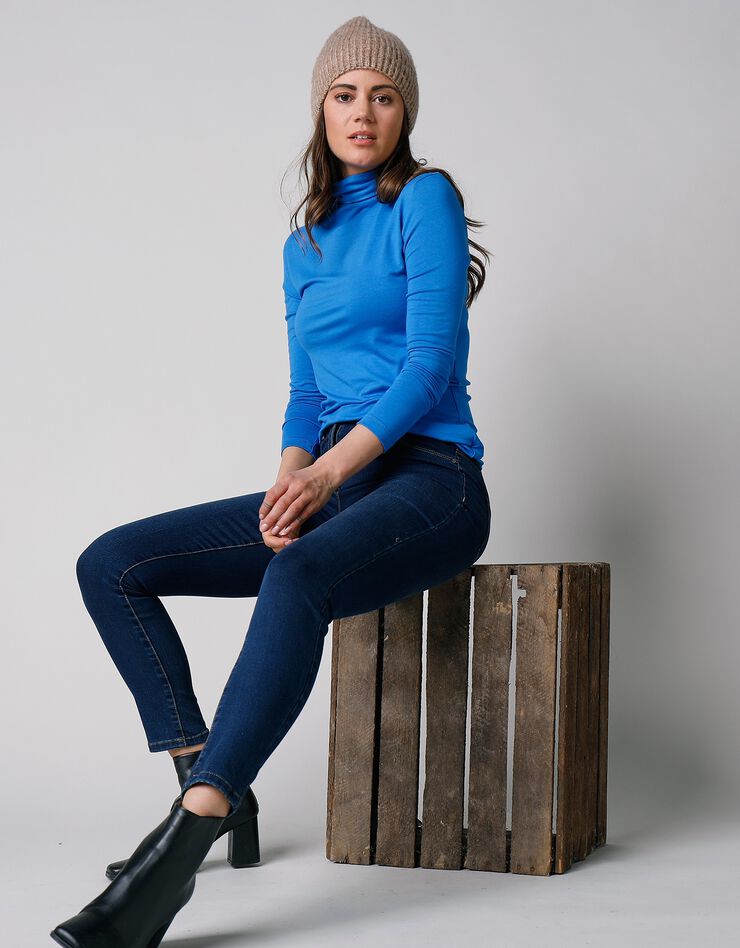 Sous-pull uni col roulé viscose stretch (bleu dur) Sous-pull uni col roulé viscose stretch (bleu dur)