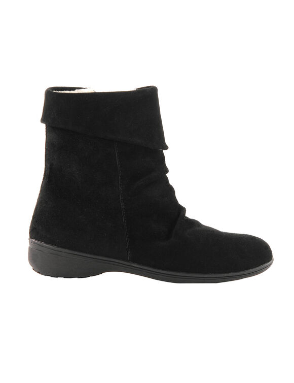 Boots fourrées en croûte de cuir (noir)