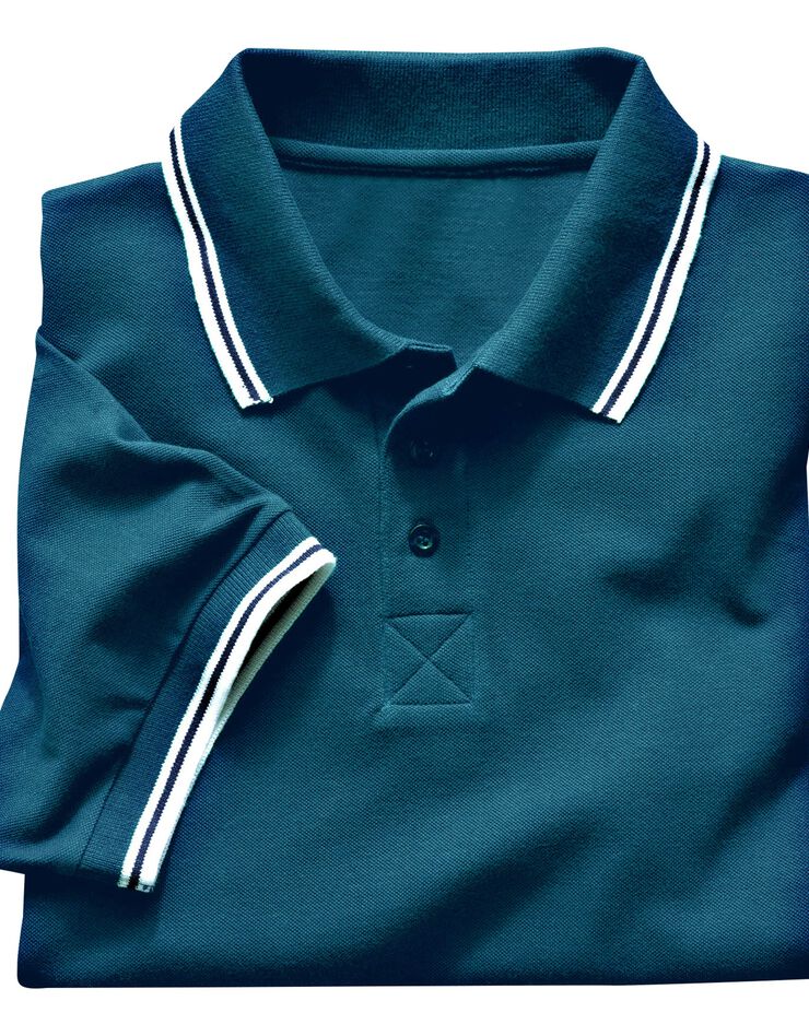 Polo uni maille piquée manches courtes (bleu canard) Polo uni maille piquée manches courtes (bleu canard)