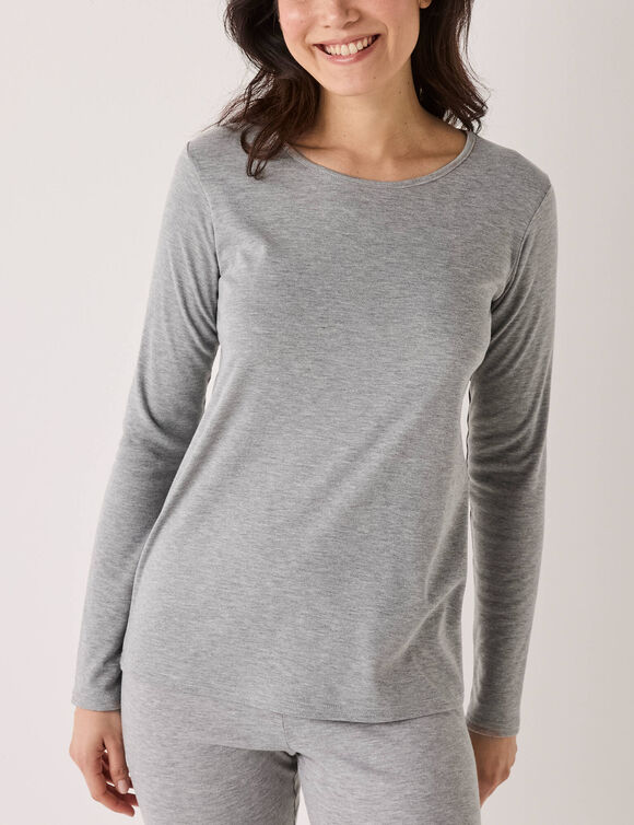 T-shirt thermique col rond - manches longues (gris chin&eacute;)