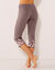 Pantacourt base fleurie,  jersey coton (taupe)