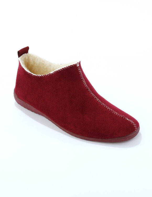 Chaussons bottillons fourrés, suédine (bordeaux)