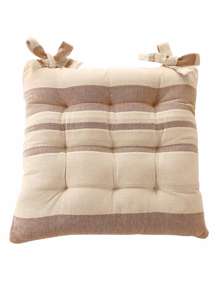 Galette de chaise carrée rayée - lot de 2 (écru)