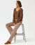 Pantalon velours coupe large taille haute, stature moyenne (beige)