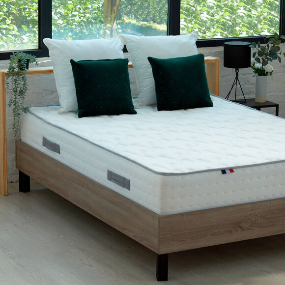 Matelas mousse &agrave; m&eacute;moire de forme + 1362 ressorts ensach&eacute;s prestige ferme 28 cm - 7 zones (blanc)