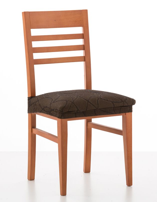 Housse extensible motif jacquard spéciale assise de chaise - lot de 2 (marron)