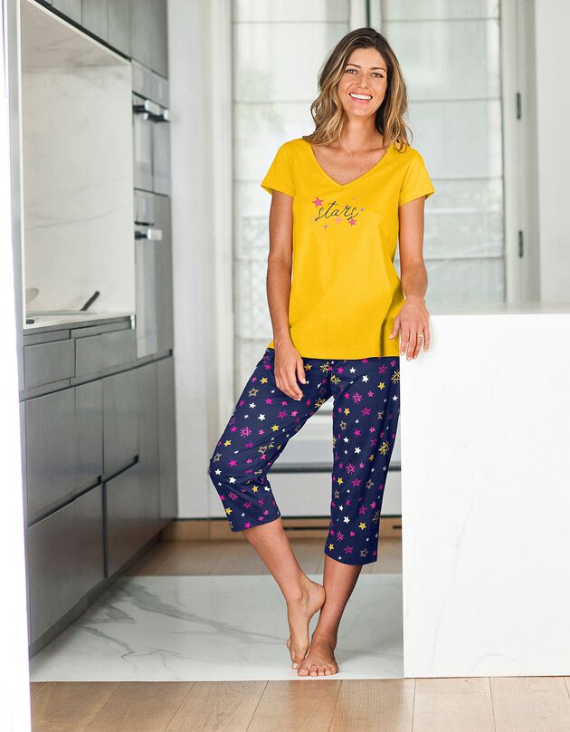 Tee-shirt pyjama manches courtes imprimé Estrella (jaune)