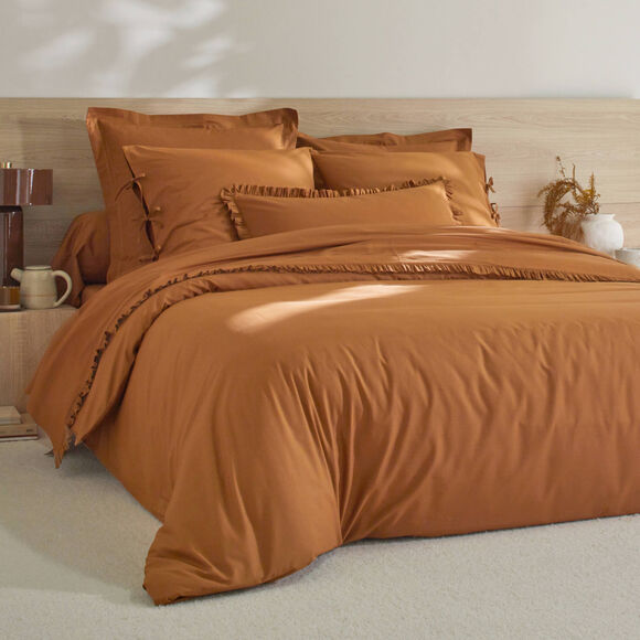 Linge de lit uni percale (châtaigne)