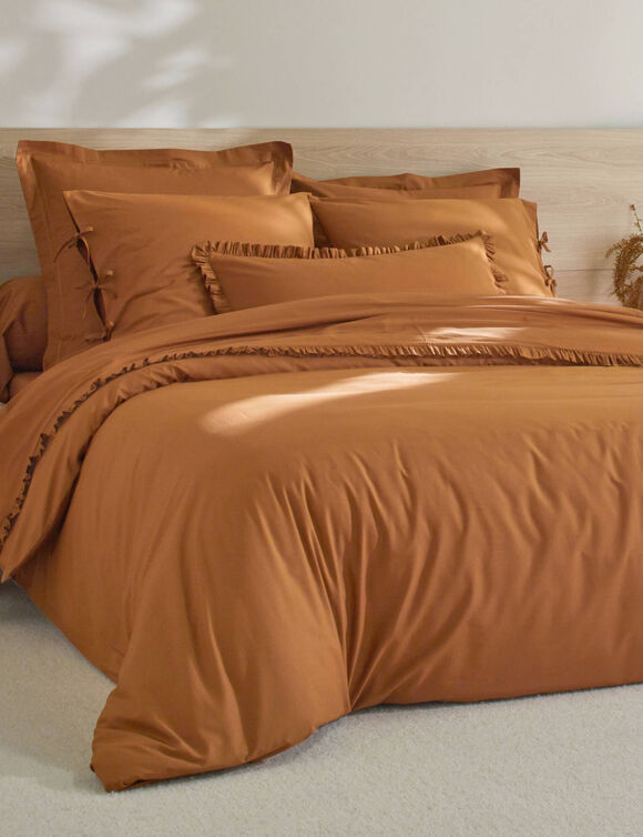 Linge de lit uni percale (châtaigne)