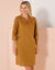 Robe forme housse unie, mélange coton-lin  (havane)