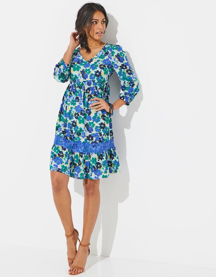Robe dos croisé imprimée (vert / bleu) Robe dos croisé imprimée (vert / bleu)