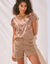T-shirt boite, imprimé papillons (noisette)