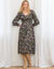 Robe midi imprimée, viscose fluide (kaki / violine)