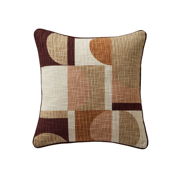 Coussin imprimé géométrique (taupe)