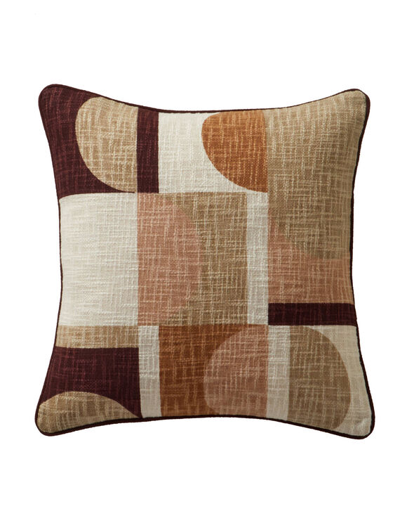 Coussin imprimé géométrique (taupe)