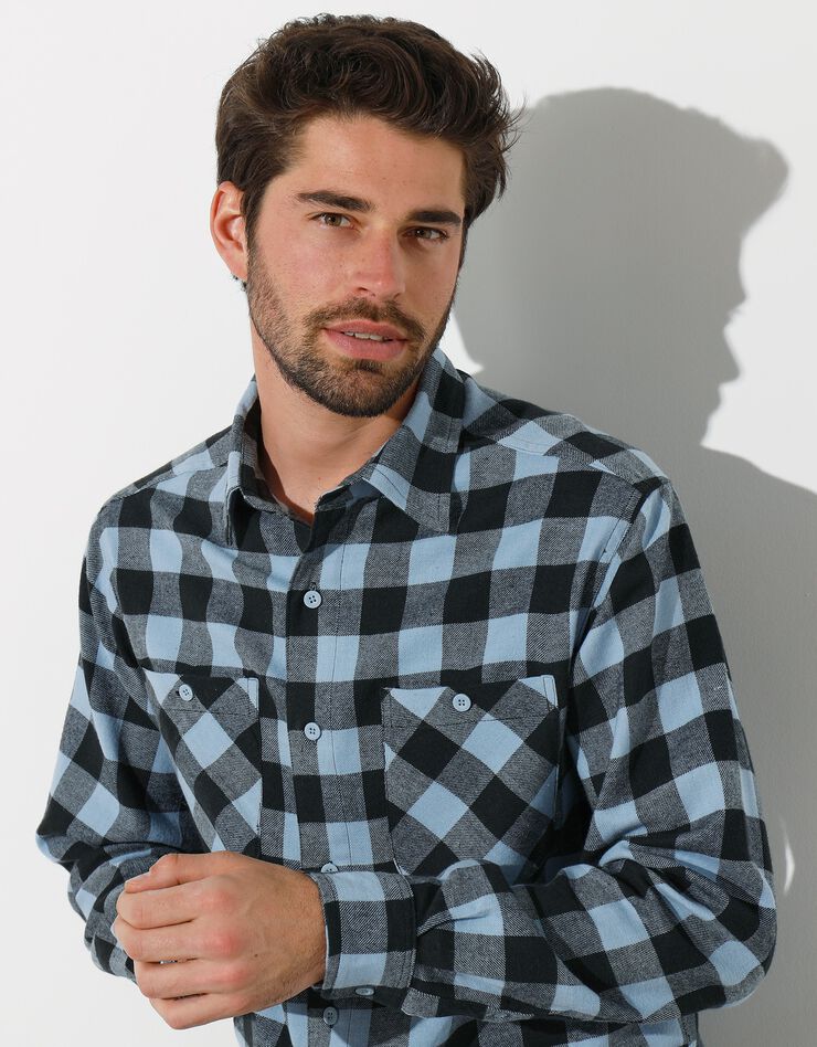 Chemise carreaux écossais flanelle (bleu / noir)