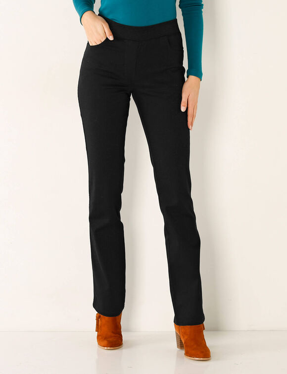 Pantalon droit "ultra confort" taille &eacute;lastiqu&eacute;e (noir)