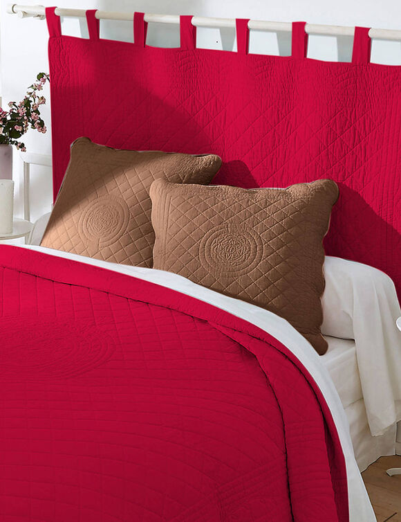 Tête de lit unie coton style boutis Cassandre (cerise)