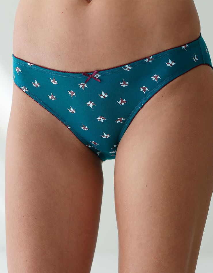 Slip coton imprimé "fleur de lys" - lot de 4 (émeraude / bordeaux) Slip coton imprimé "fleur de lys" - lot de 4 (émeraude / bordeaux)