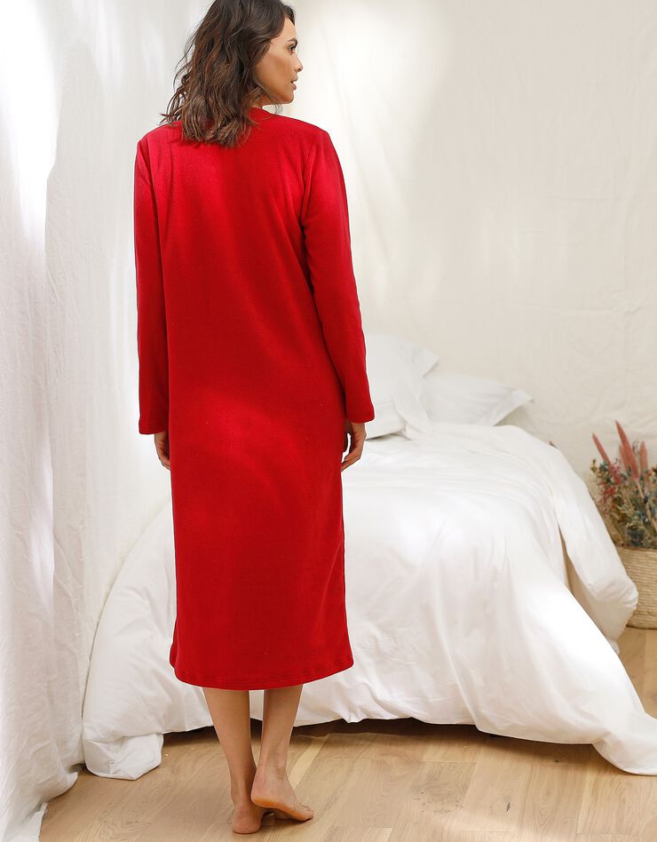 Chemise de nuit longue nuages en micro-polaire (bordeaux) Chemise de nuit longue nuages en micro-polaire (bordeaux)