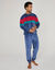 Pyjama tricolore velours manches longues (marine)