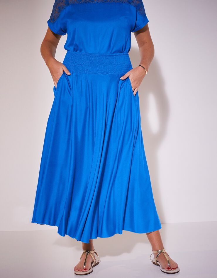 Jupe longue fluide évasée (bleu) Jupe longue fluide évasée (bleu)