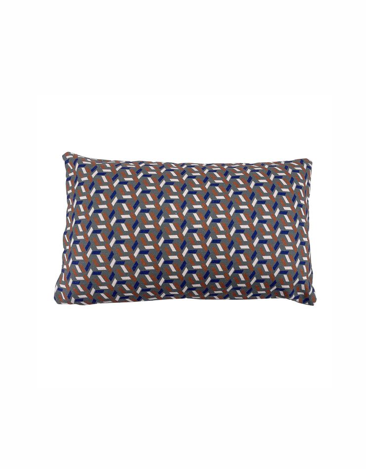 Coussin imprimé géométrique  (vert / écru)