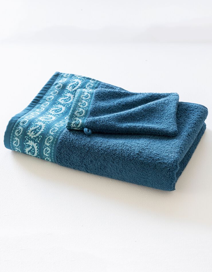 Éponge bouclette 420 g/m² liteau imprimé cachemire (bleu paon) Éponge bouclette 420 g/m² liteau imprimé cachemire (bleu paon)