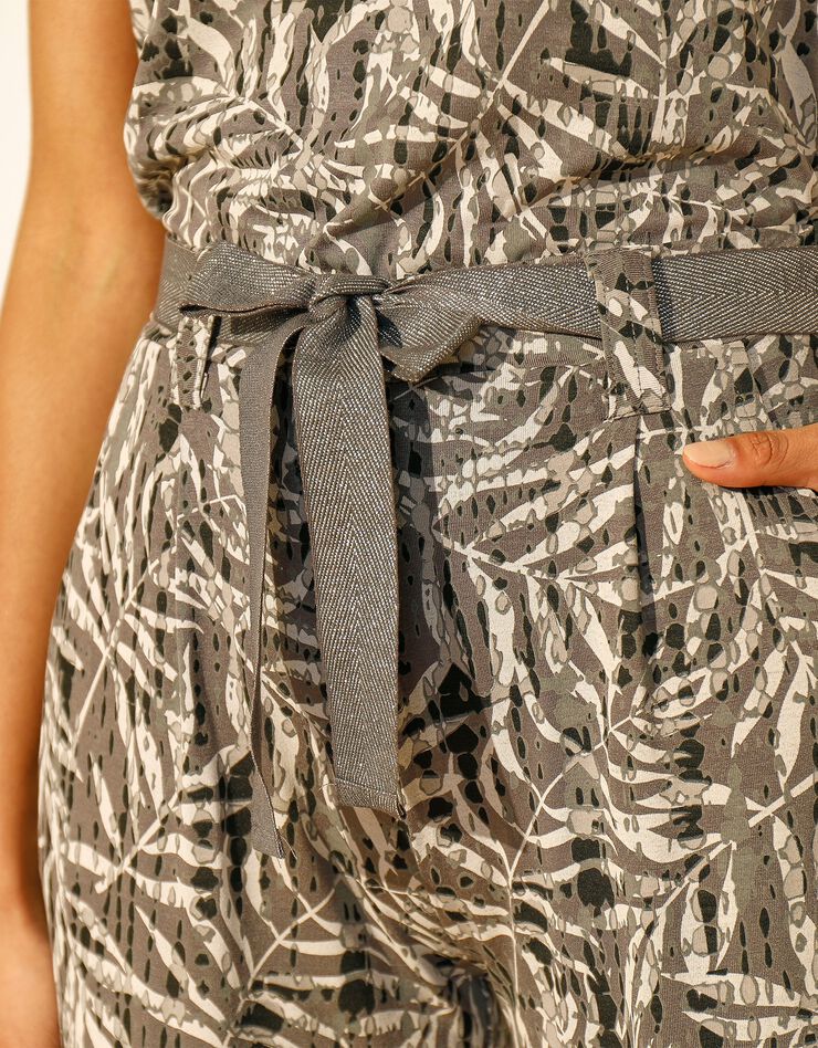 Pantacourt droit imprimé, ceinture amovible  (gris / noir)