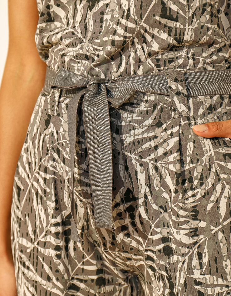 Pantacourt droit imprimé, ceinture amovible (gris / noir) Pantacourt droit imprimé, ceinture amovible (gris / noir)