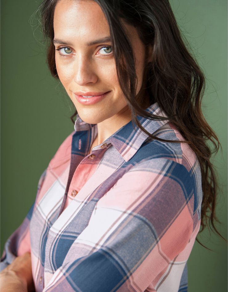 Chemise longue grands carreaux flanelle (indigo / rose) Chemise longue grands carreaux flanelle (indigo / rose)