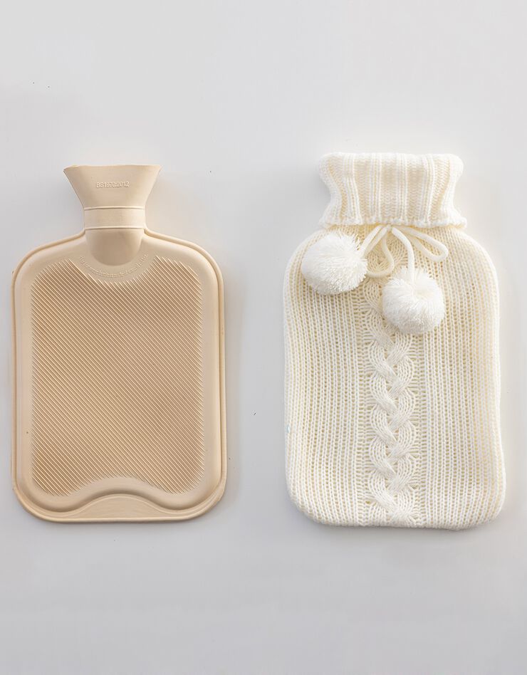 Bouillotte classique tricot torsadé (beige)