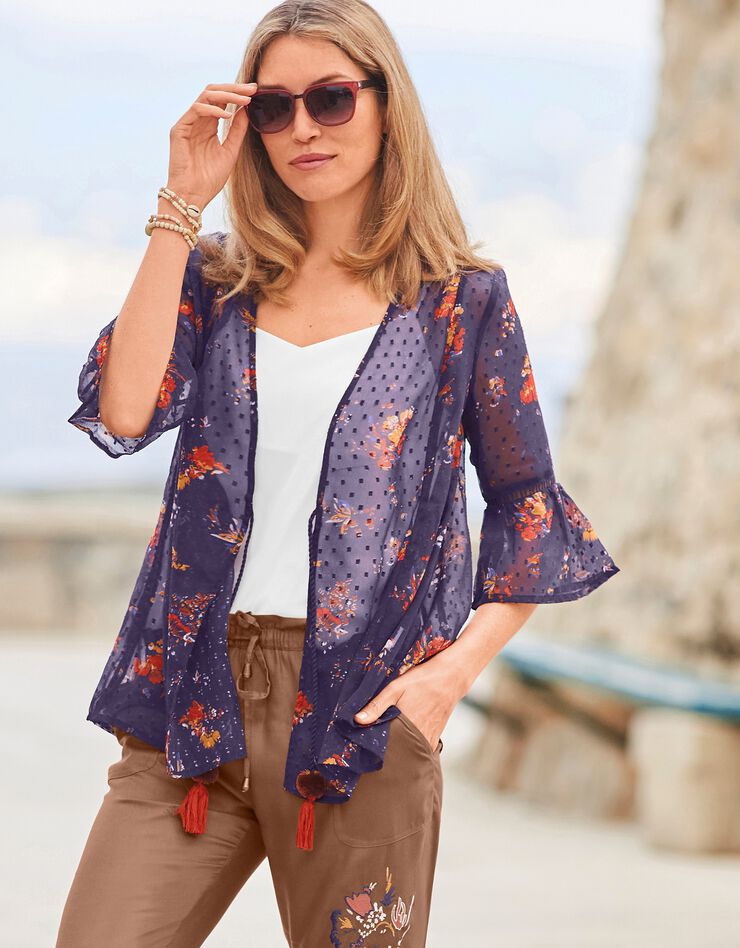 Gilet en voile imprimé (indigo) Gilet en voile imprimé (indigo)