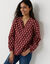 Blouse imprim&eacute; minimaliste en coton, col fendu (terracotta / &eacute;cru)