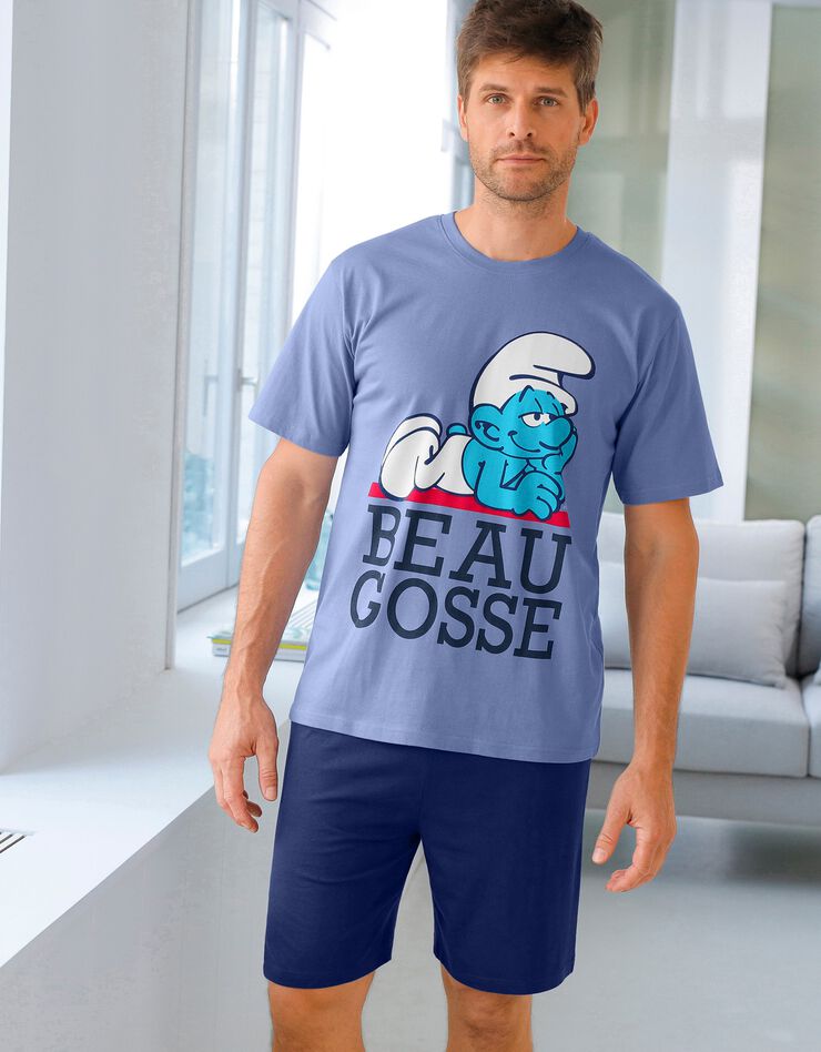 Pyjashort Schtroumpfs manches courtes (bleu) Pyjashort Schtroumpfs manches courtes (bleu)