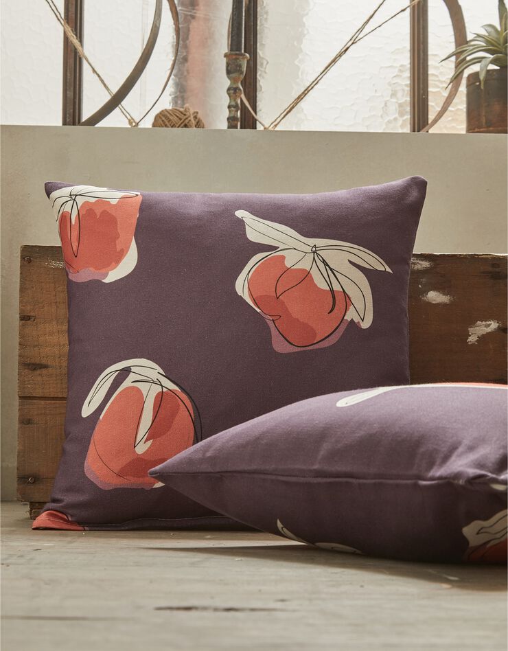 Housse de coussin, collection "Odette Lepeltier" - lot de 2 (prune / terracotta)