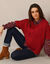 Pull poncho manches coude (bordeaux)
