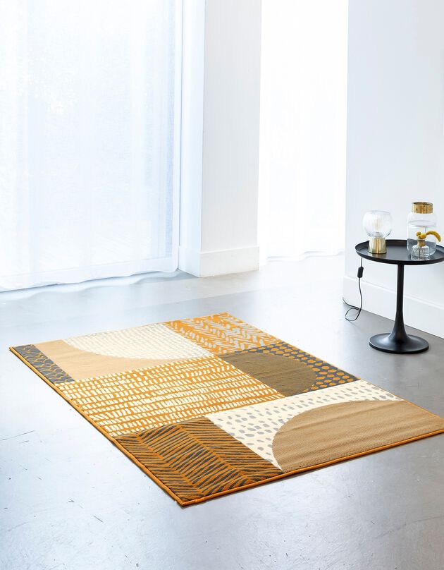 Tapis décoratif motif géométrique (moutarde)