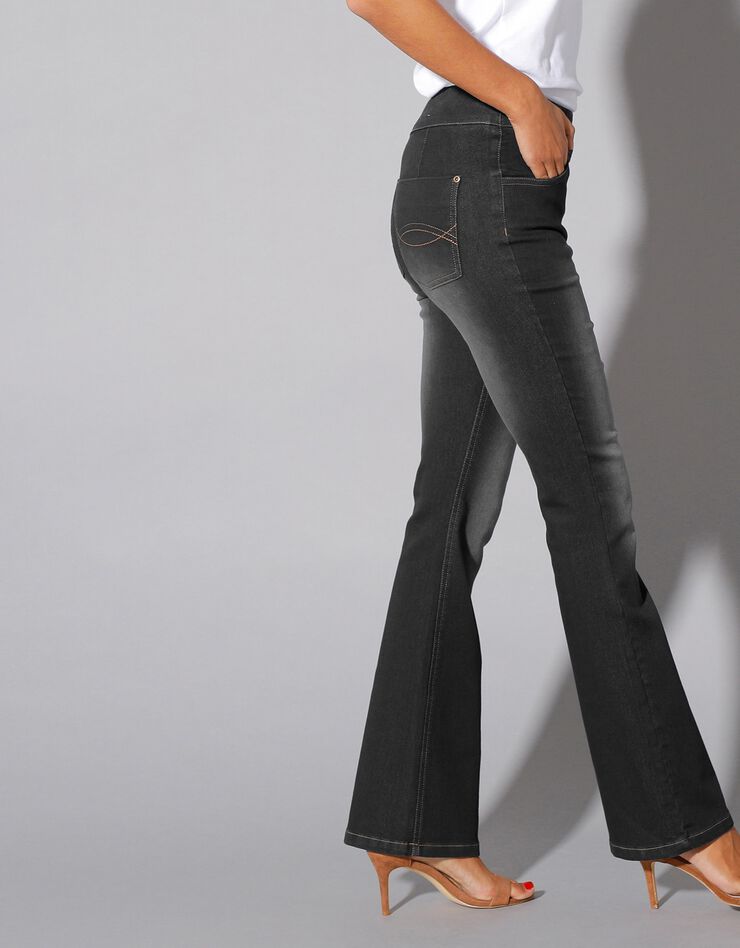 Jean bootcut ultra stretch, maille effet jean, grande stature (black)