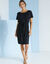 Robe courte unie manches courtes (noir)