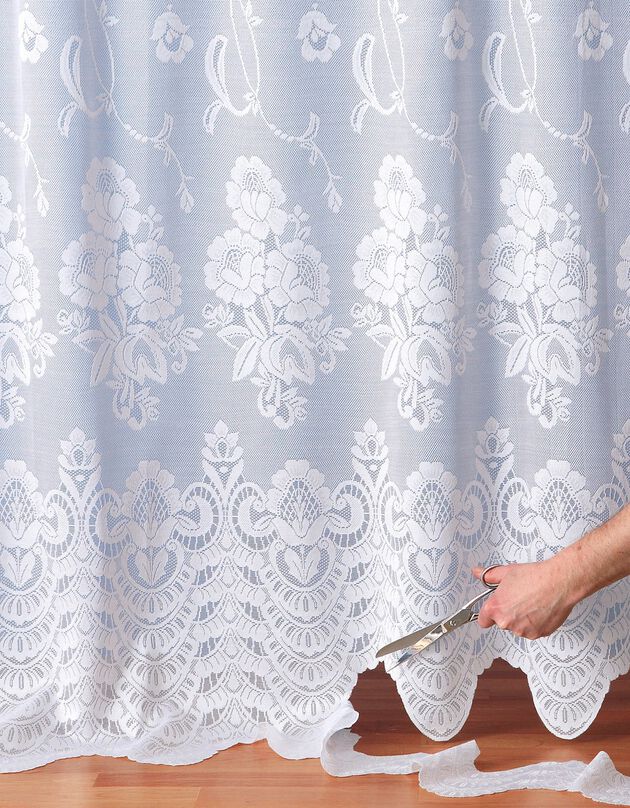 Panneau motif fleuri modulable en hauteur finition galon fronceur (blanc)