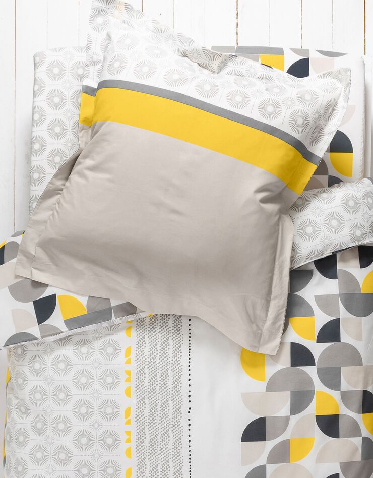 Linge de lit enfant Delirium - coton imprimé géométrique (gris / jaune)
